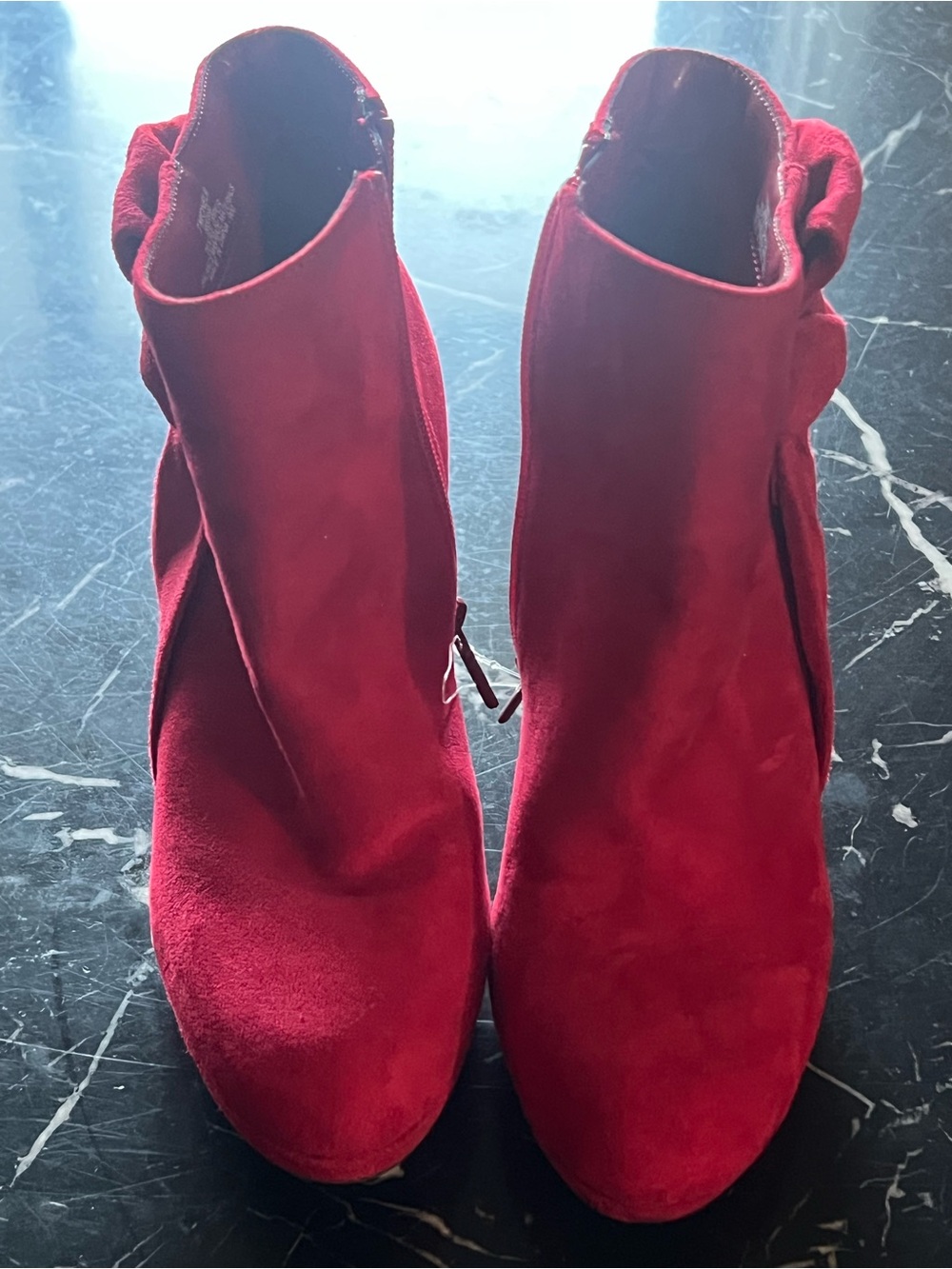 Impo Red Suede Ankle Booties with Side Zip